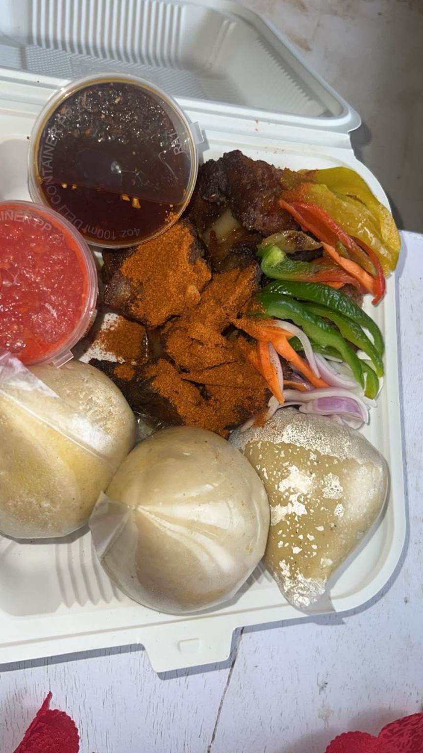 Banku meal with pepper