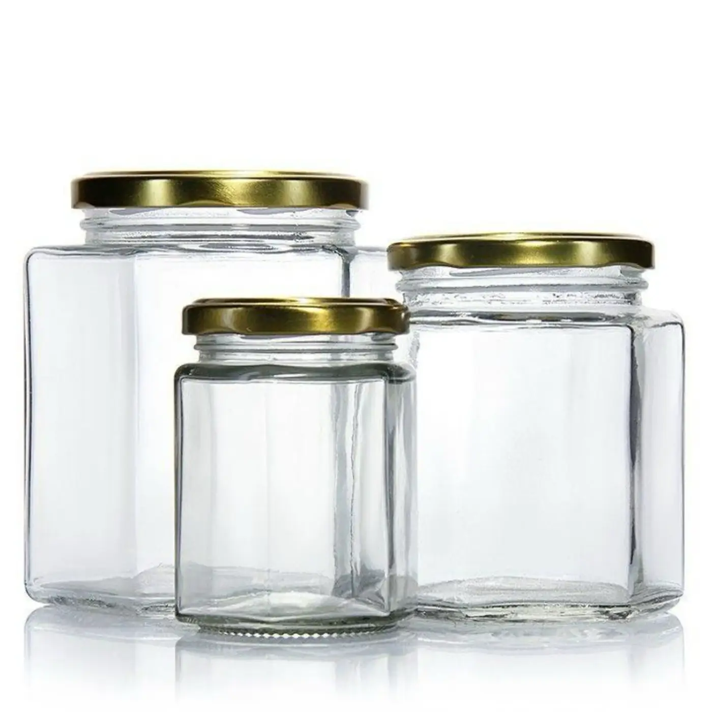 Clear Glass Jars with Gold Lids